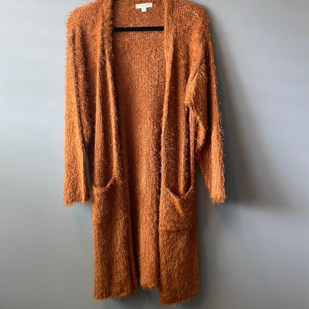 Blu Pepper long fuzzy cardigan, size small
